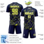 Custom Navy Neon Yellow-White Lightning Sublimation Soccer Uniform Jersey
