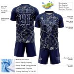 Custom Navy Silver Lightning Sublimation Soccer Uniform Jersey