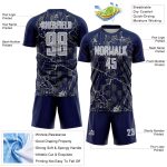 Custom Navy Gray-White Lightning Sublimation Soccer Uniform Jersey