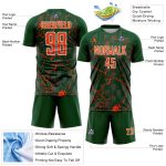Custom Green Orange-White Lightning Sublimation Soccer Uniform Jersey