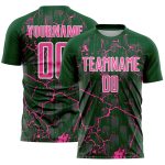 Custom Green Pink-White Lightning Sublimation Soccer Uniform Jersey