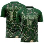 Custom Green Cream Lightning Sublimation Soccer Uniform Jersey