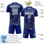Custom Royal Gray-White Lightning Sublimation Soccer Uniform Jersey