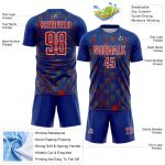 Custom Royal Red-White Lightning Sublimation Soccer Uniform Jersey