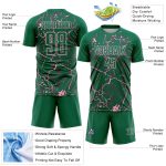 Custom Kelly Green Light Pink Lightning Sublimation Soccer Uniform Jersey