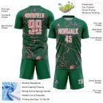 Custom Kelly Green Medium Pink-White Lightning Sublimation Soccer Uniform Jersey
